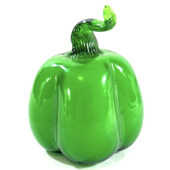 Art Glass Hand Blown Green Pepper Vegetable Decoration Paperweight 4” - Picture 3 of 7